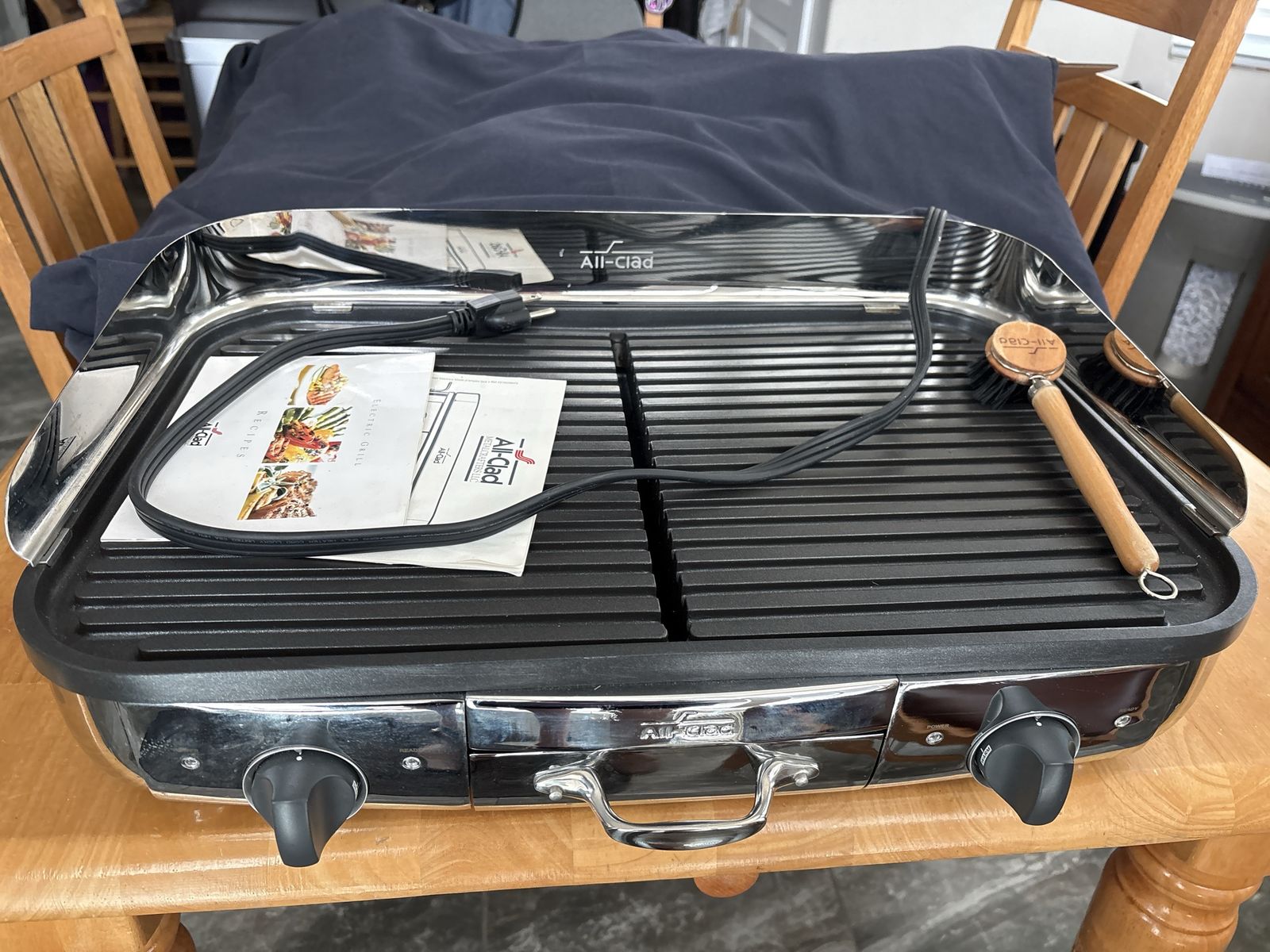 All-Clad Stainless Steel Electric Tabletop Indoor Grill with Accessories 