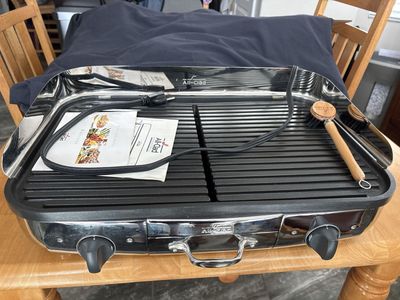 All-Clad Stainless Steel Electric Tabletop Indoor Grill with Accessories