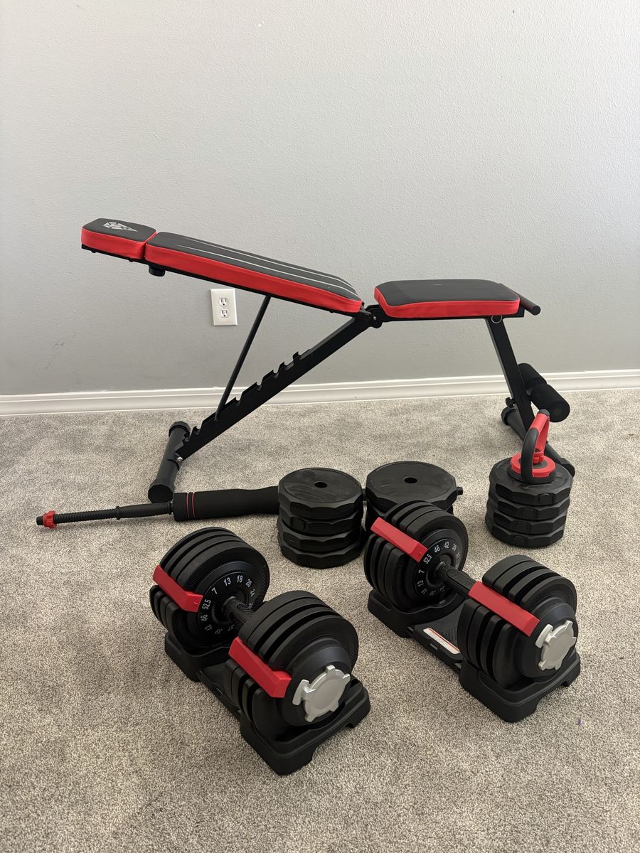 Adjustable Bench & Dumbbell Home Gym Set