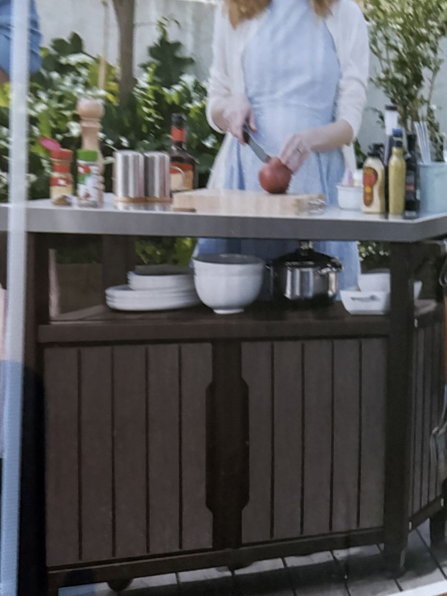 Keter Outdoor XL BBQ Rolling Cart Patio Station