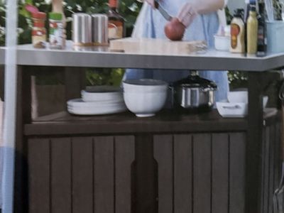 Keter Outdoor XL BBQ Rolling Cart Patio Station