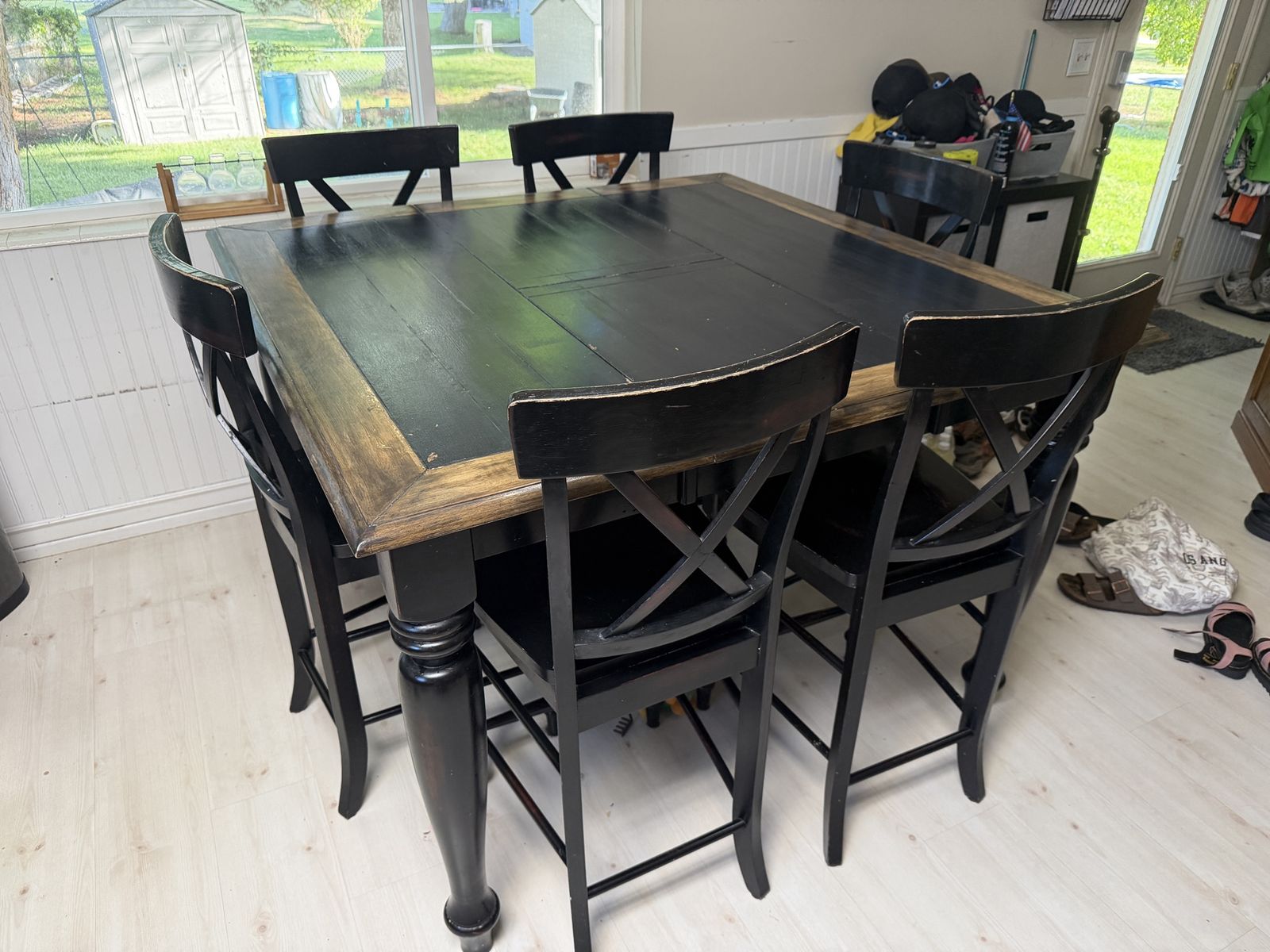 Two-Tone Square Counter Height Dining Set with 8 Chairs