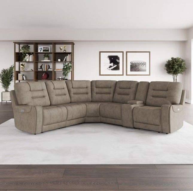 New In Boxes Barcalounger Carmelo Fabric Power Reclining Sectional with Power Headrests Costco