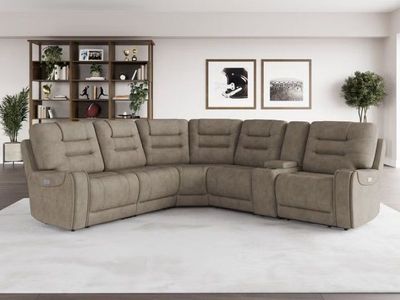New In Boxes Barcalounger Carmelo Fabric Power Reclining Sectional with Power Headrests Costco