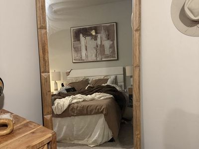 Large Wooden Framed Octagonal Floor Mirror