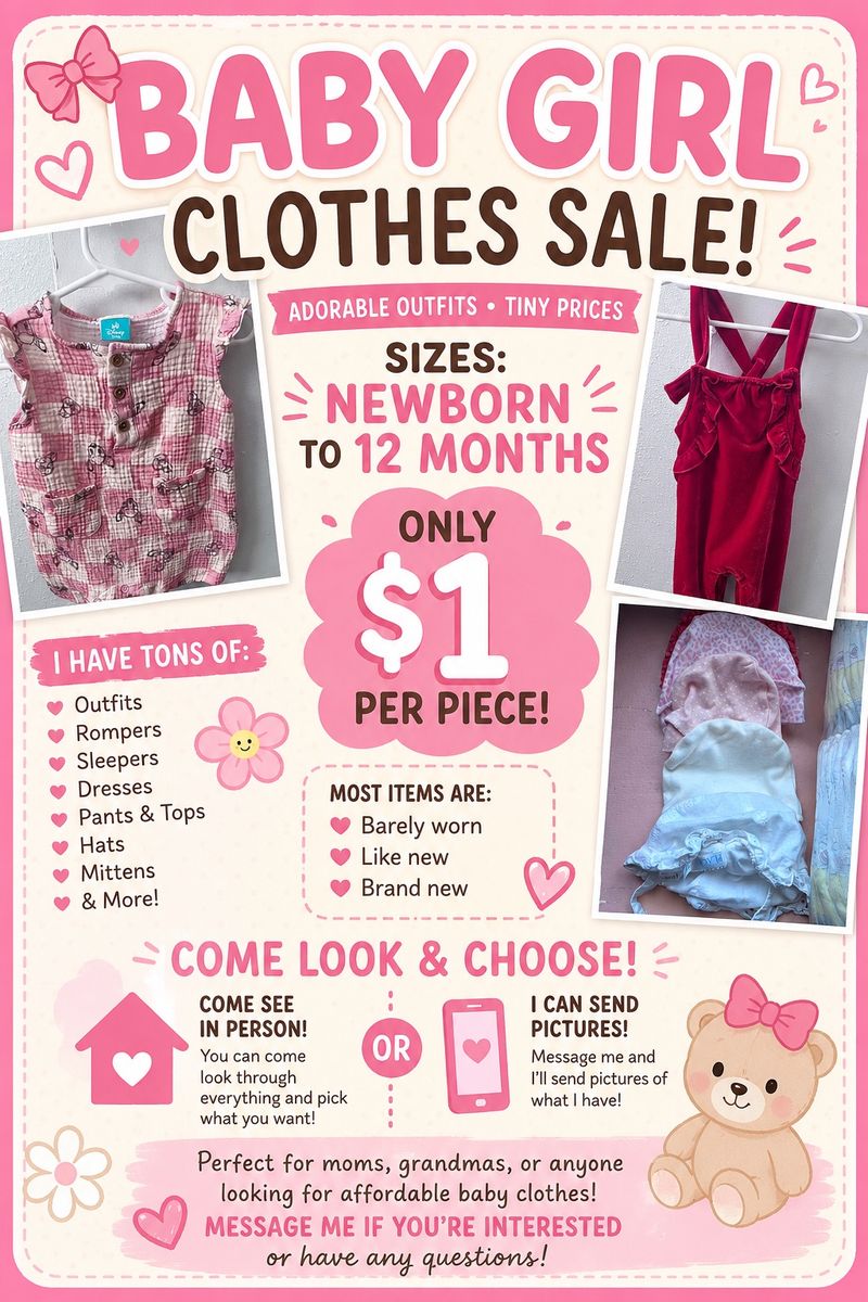 Baby Girl Clothes Lot Sizes 3 to 12 Months - Outfits, Rompers, & More