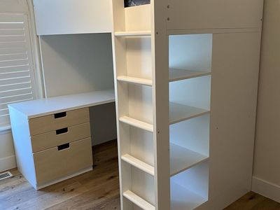 SMASTAD IKEA - White Loft Bed with Desk, Storage & Ladder - Space-Saving Bedroom Furniture