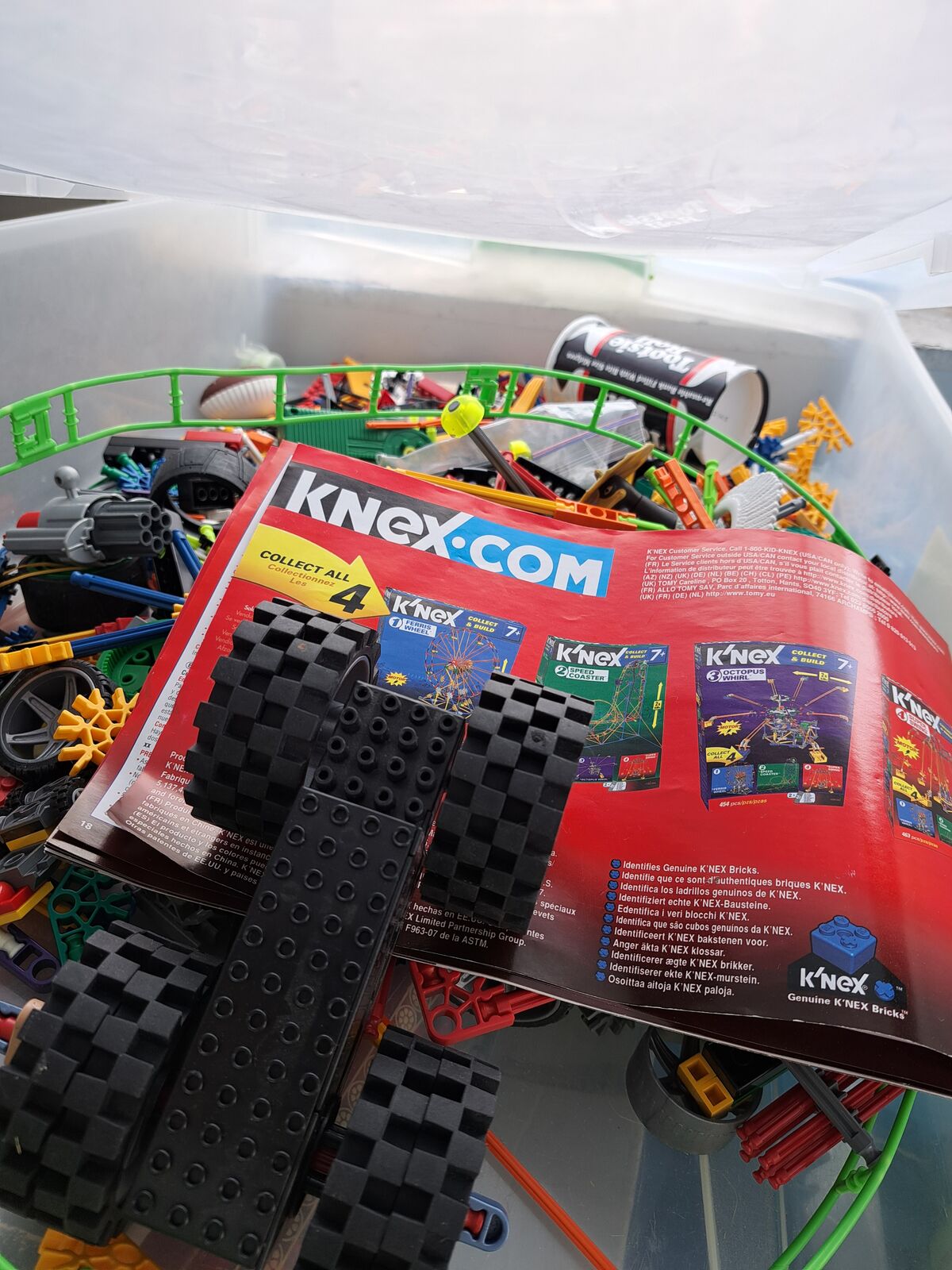 Box of legos and kinex