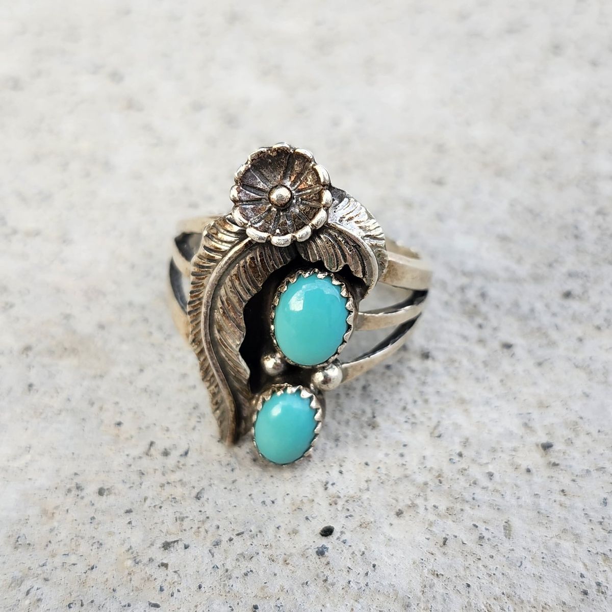 Signed Sleeping Beauty Turquoise Sterling Silver Size 9 Ring Navajo Native American