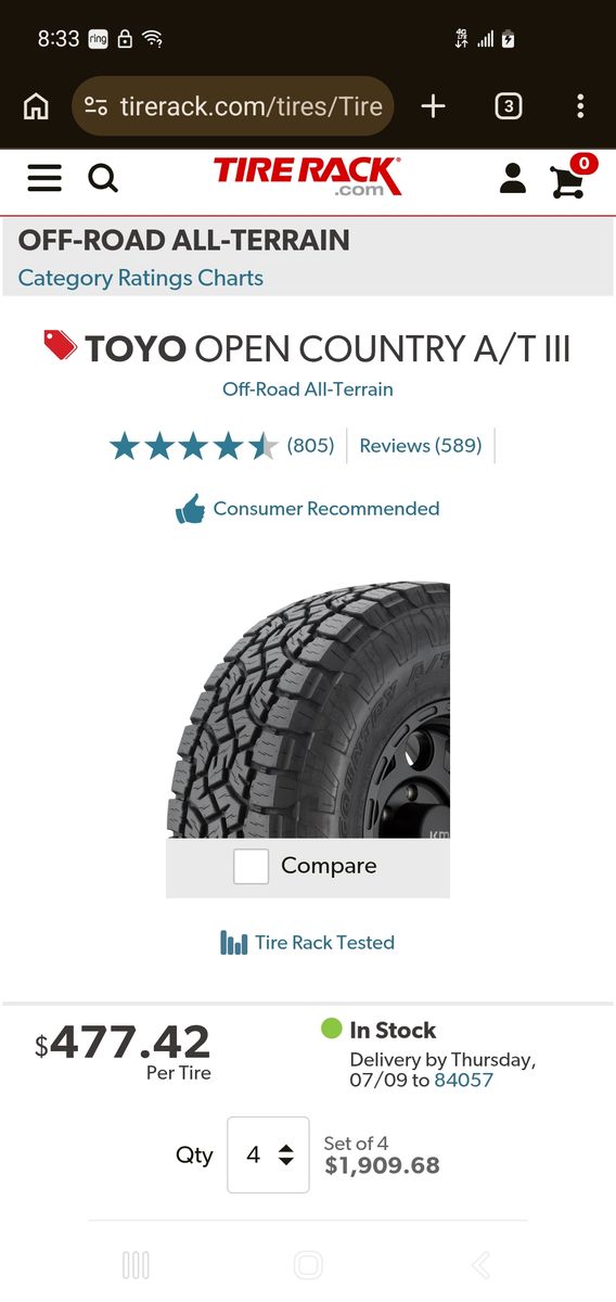 285 45 22 toyo open country a/t 3