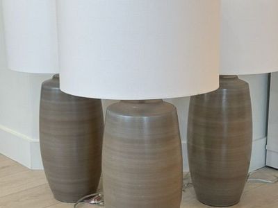 Pottery Barn Marin Ceramic 32" Table Lamps (3), Sand, Large