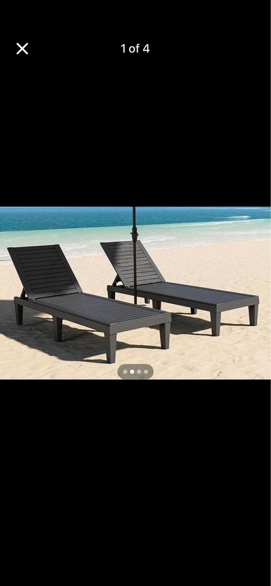 Outdoor Adjustable Chaise Lounge Chairs, Black or grey available Set of 2