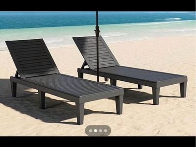 Outdoor Adjustable Chaise Lounge Chairs, Black or grey available Set of 2