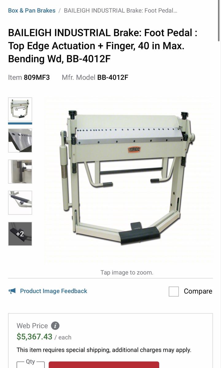 Baileigh Industrial BB-4012F 40" Box and Pan Brake - New Unopened Crate