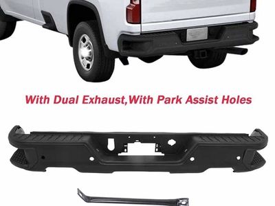 Steel Black Rear Bumper w/ Park Holes Fits 2019-2023 Chevy Silverado 1500 USA
