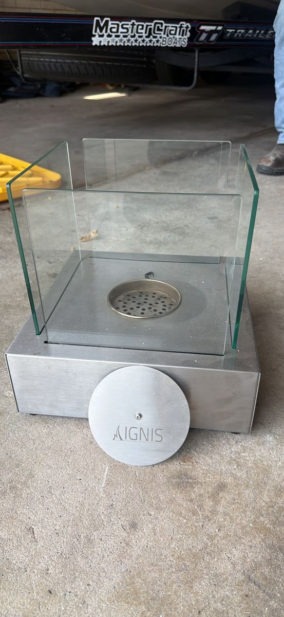 IGNIS Portable Tabletop Fireplace Stainless Steel with Glass Panels
