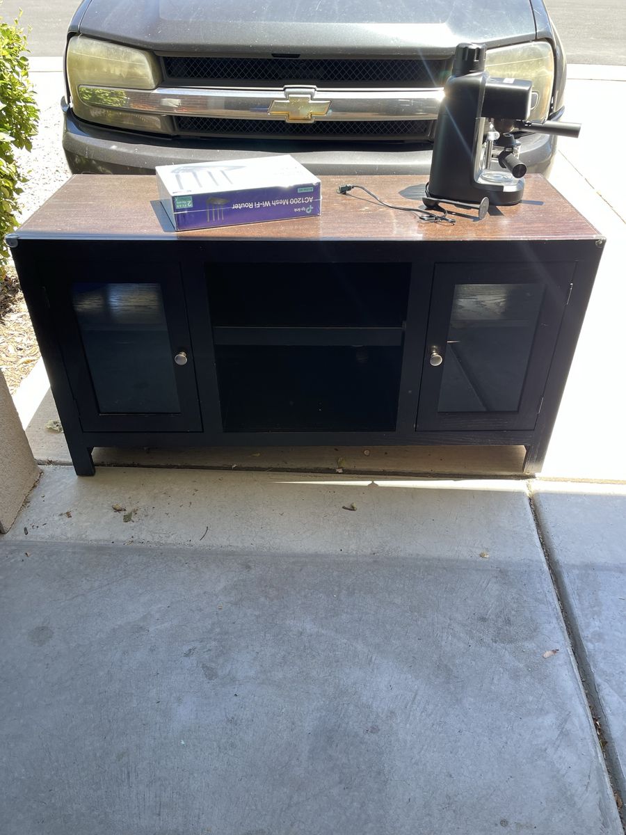 Black Wooden TV Stand Media Console Cabinet with Storage