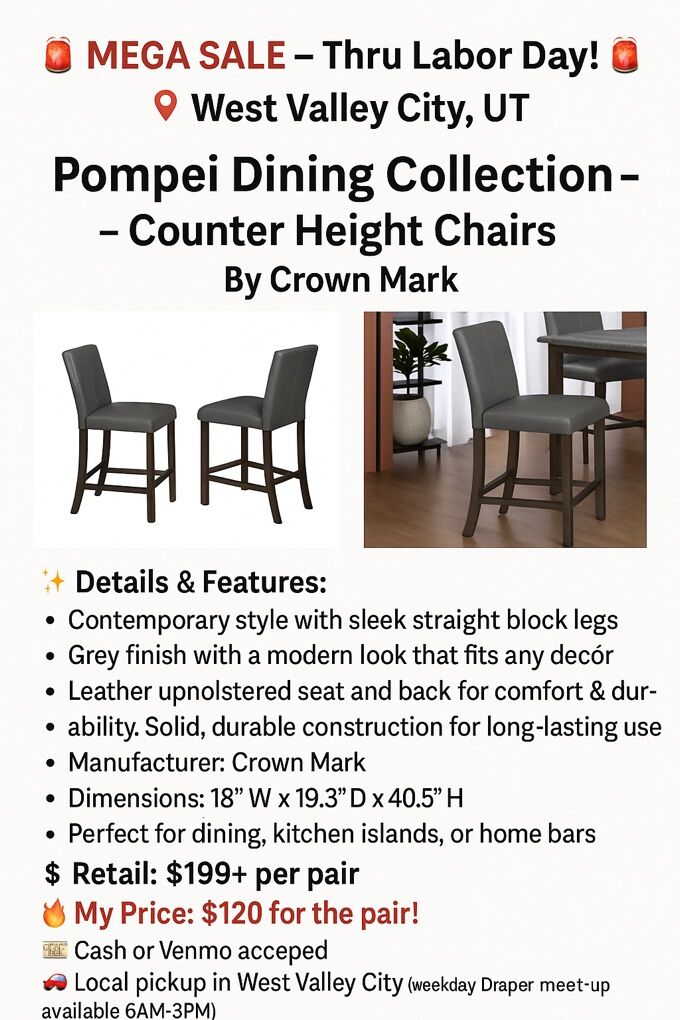 New Pompei Dining Collection – Counter Height