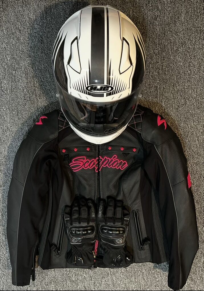 HJC Helmet, Scorpion Jacket, Bering Gloves