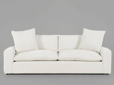 Living Spaces 98" White Sofa Couch with Matching Pillows - 6 Months Old