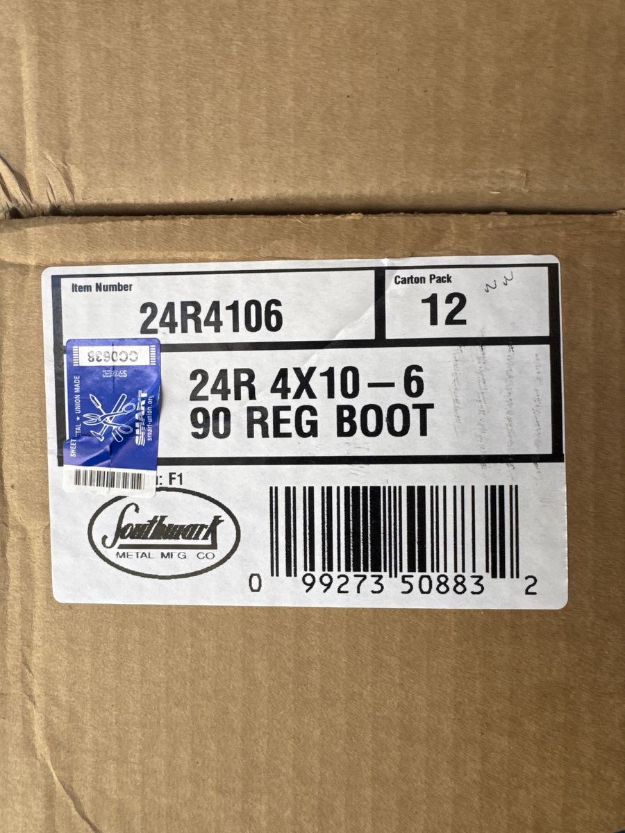 Southwark 24R4106 4x10-6 90 Reg Boot, Carton of 12 - HVAC Duct Fitting
