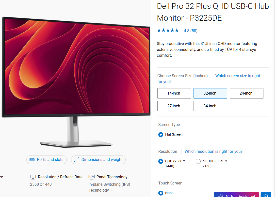 32 inch Dell monitor/hub