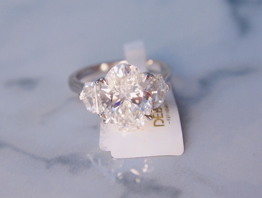 4.65 CTW Oval & Trapezoid Lab Diamond Ring | Platinum | IGI Certified