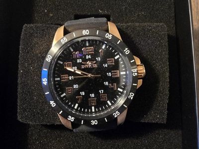 Invicta 4000 Pro Diver Stratus Men's Watch Black Dial Silicone Strap Rose Tone Case 45mm