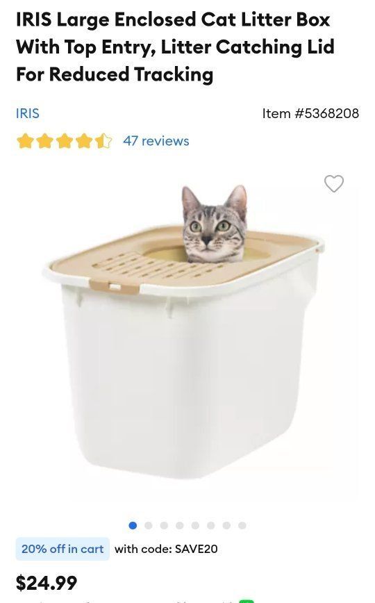 IRIS USA Large Top Entry Cat Litter Box, Litter Catching Lid, White/Beige Enclosure