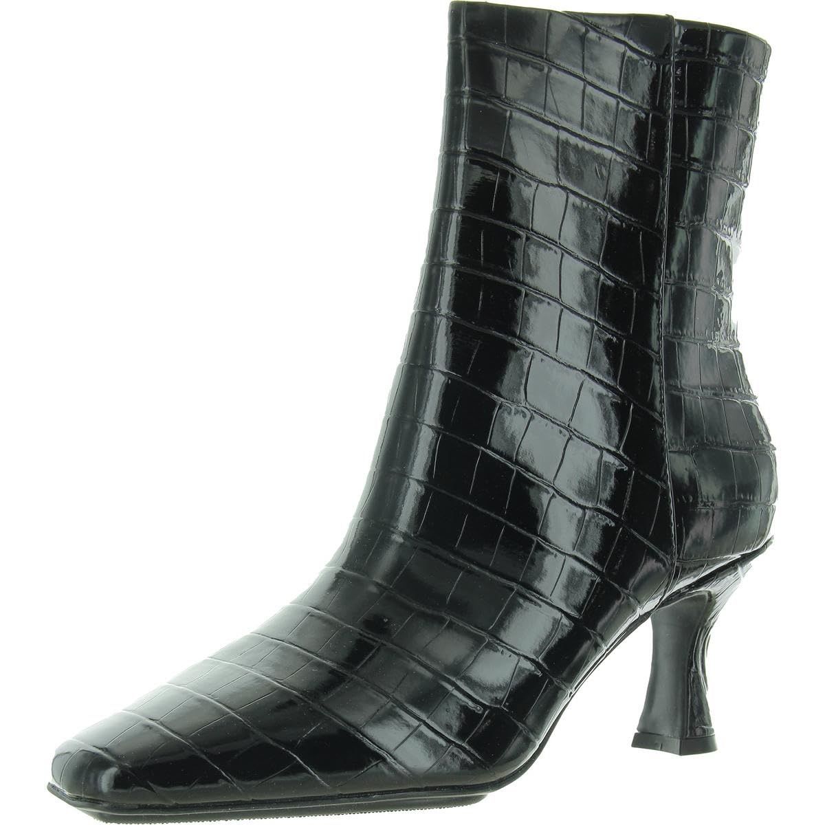 New! Anne Klein Women's Pablo Ankle Boot, Black Croc, 9.5