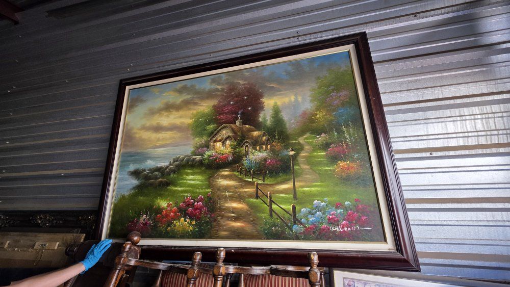 Large Framed Cottage Landscape Oil Painting - Signed William