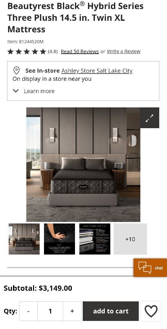 New! Beautyrest Black Hybrid Twin XL Mattress