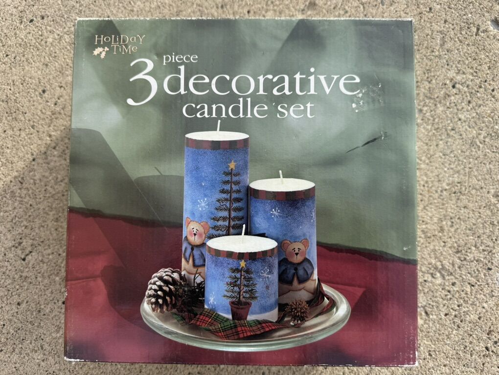 Holiday Time 3 Piece decorative candle Set