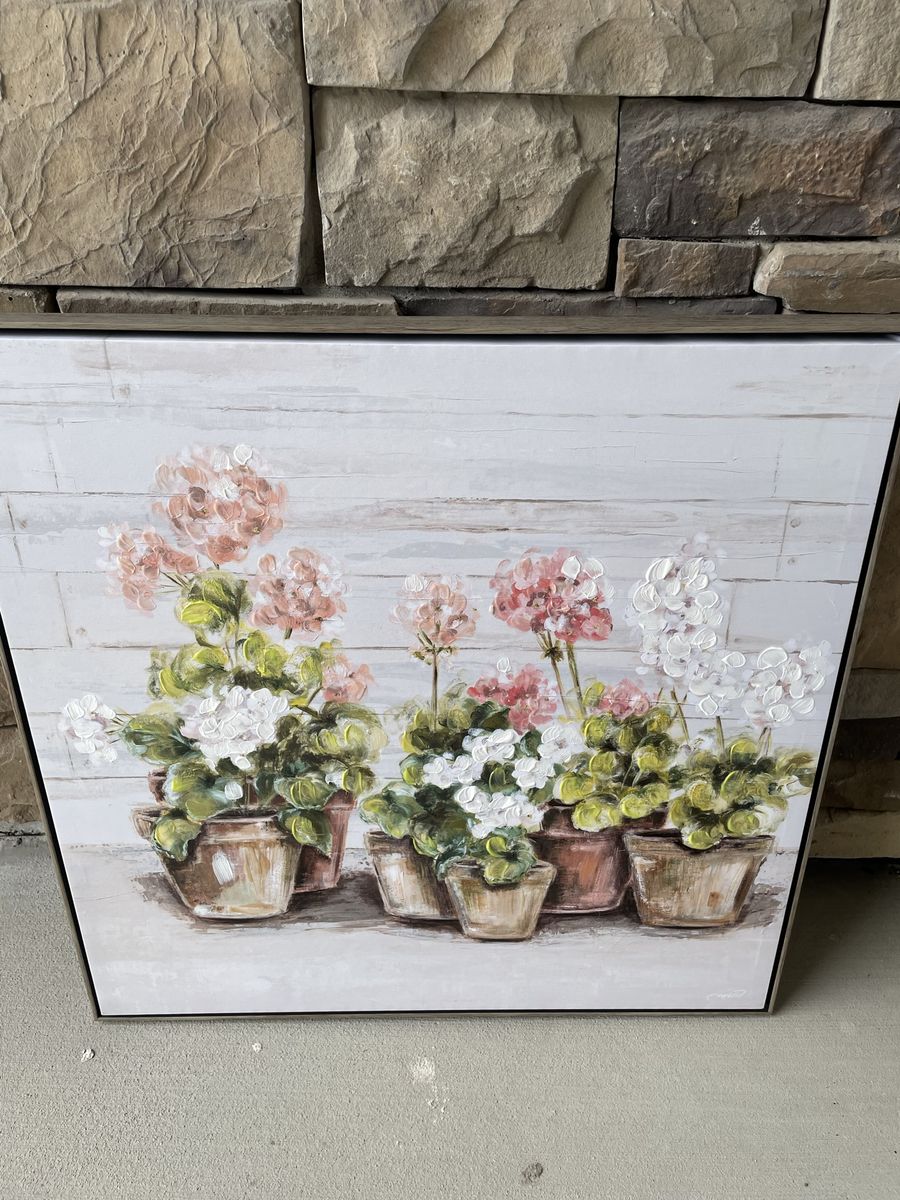 31x31” large texture floral canvas wall art hanging decor