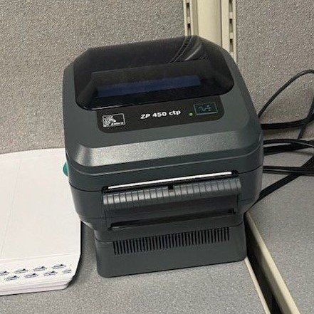 Zebra ZP 450 ctp Thermal Label Printer with 9 Rolls of Labels, Used