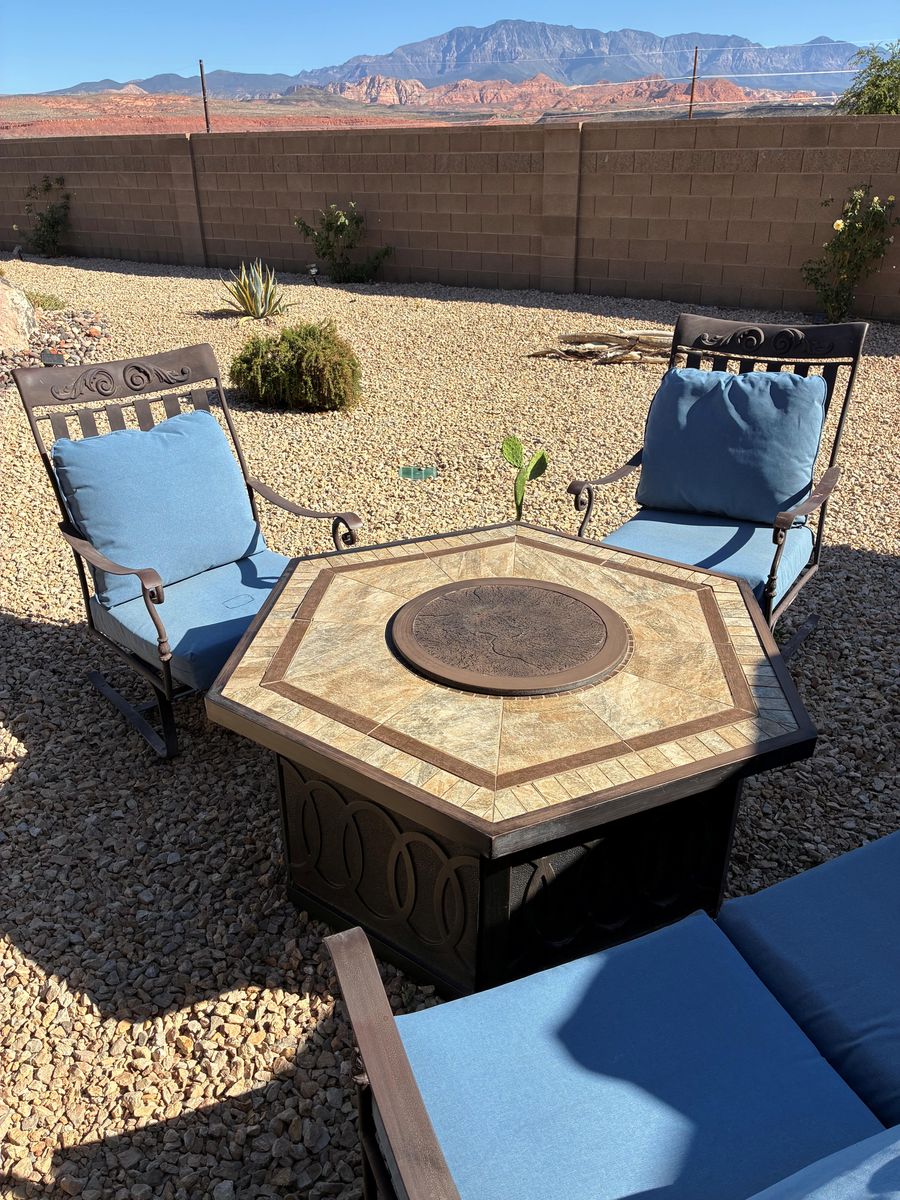 Patio furniture with firepit table