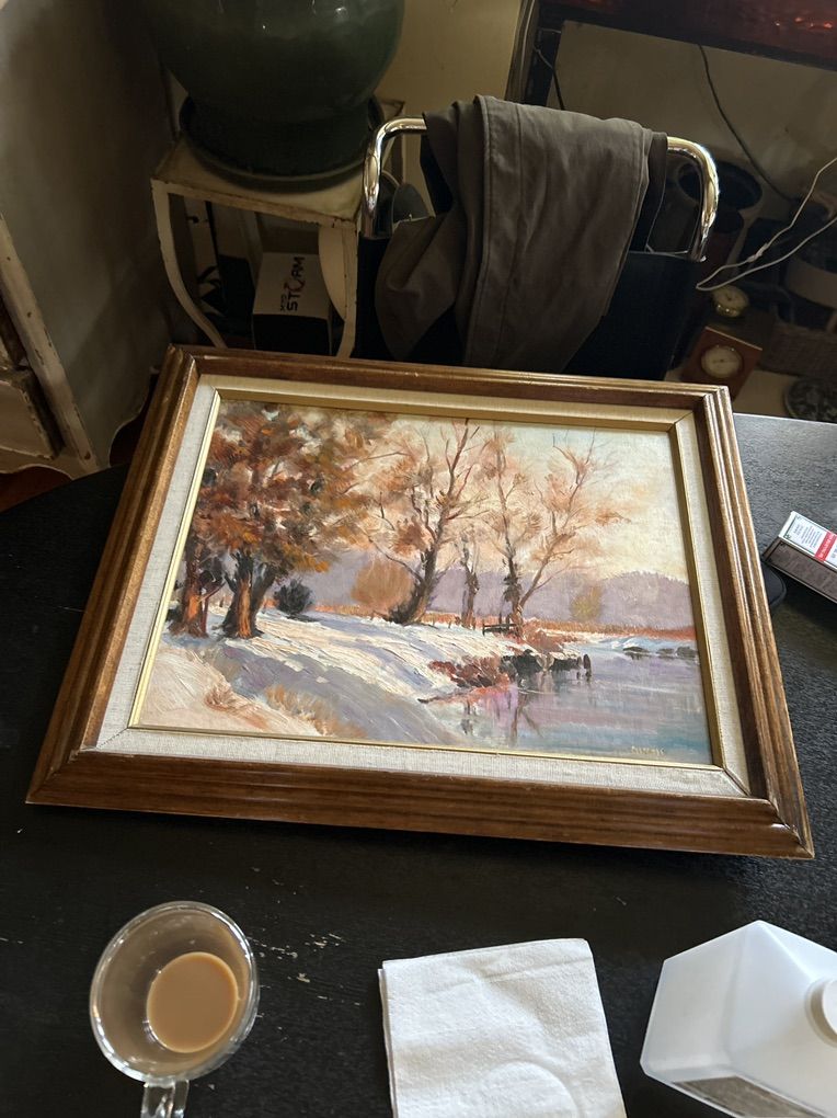 Oil On Board Winter Landscape Painting, Utah Artis