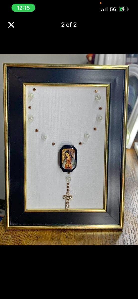 Framed Our Lady of Guadalupe Rosary Wall Art Religious Decor
