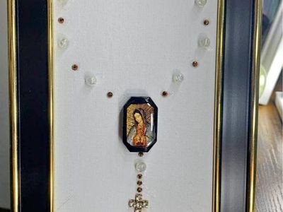 Framed Our Lady of Guadalupe Rosary Wall Art Religious Decor