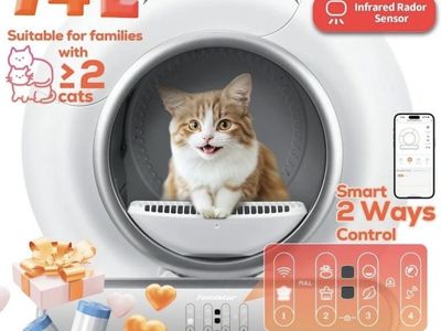 Famistar Self Cleaning Cat Litter Box, Automatic Cat Litter Box with APP Control, 65+9L Large Capacity