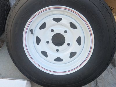 Journey 5.30-12 Trailer Tire Mounted on White 5-Lug Steel Wheel