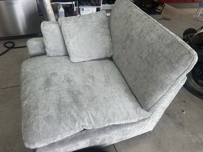 Light Gray Fabric Armless Chair / Corner Piece with Loose Cushions