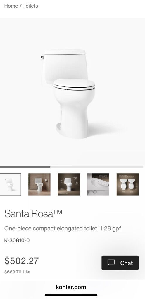 Kohler Santa Rosa One Piece Elongated Toilet