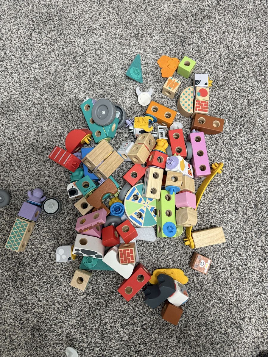 Melissa & Doug Wooden Building Block Set - Assorted Shapes, Colors, & Sizes