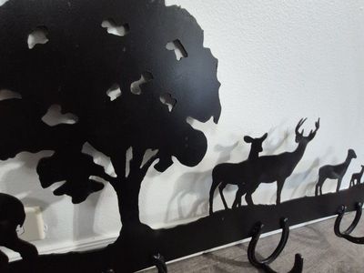 Rustic Black Metal Horseshoe Coat Rack