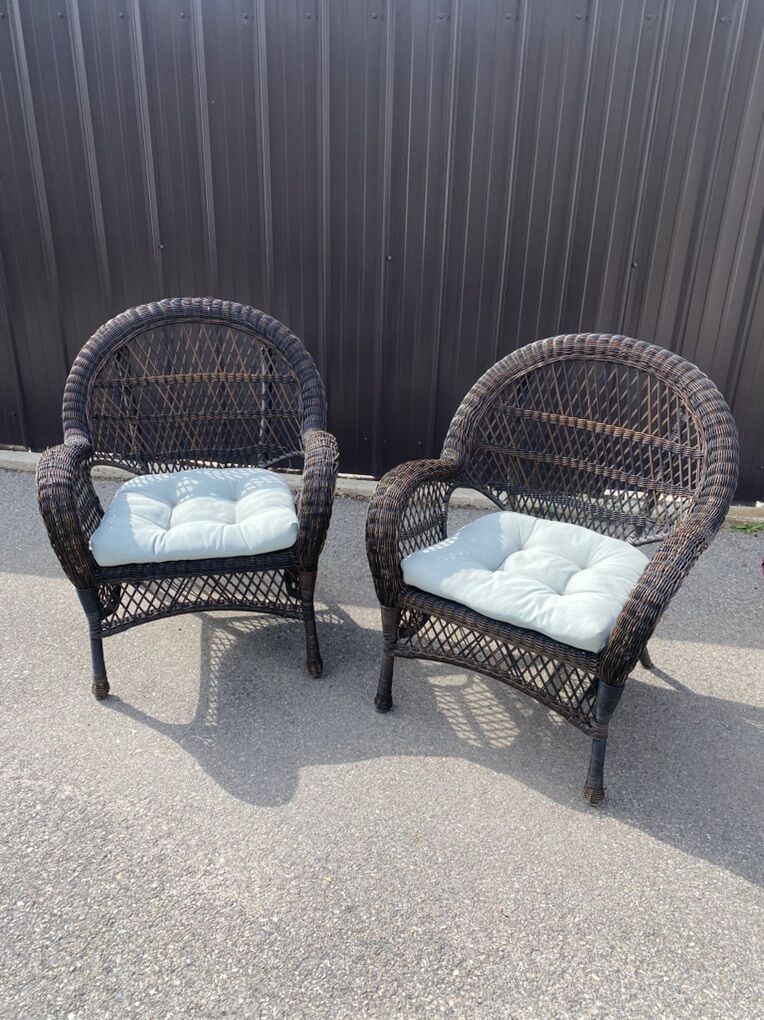 Patio Chairs w/ Blue Cushion