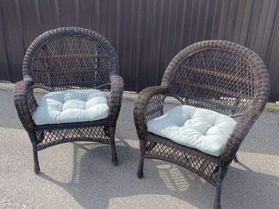 Patio Chairs w/ Blue Cushion