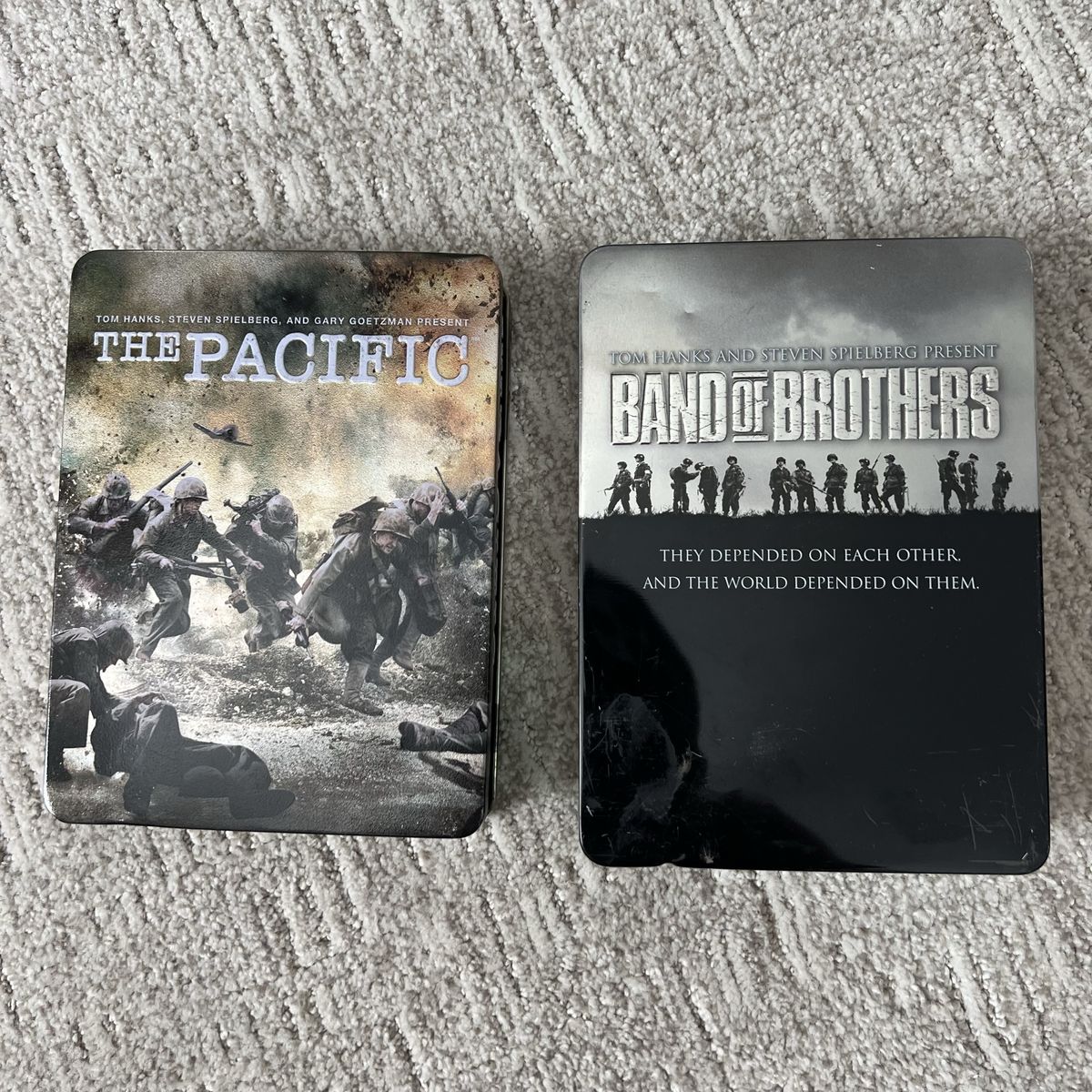 Band of Brothers, DVD 8 disc collection.        The Pacific DVD 10 disc collection.