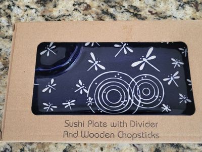 sushi plate and wooden chopsticks