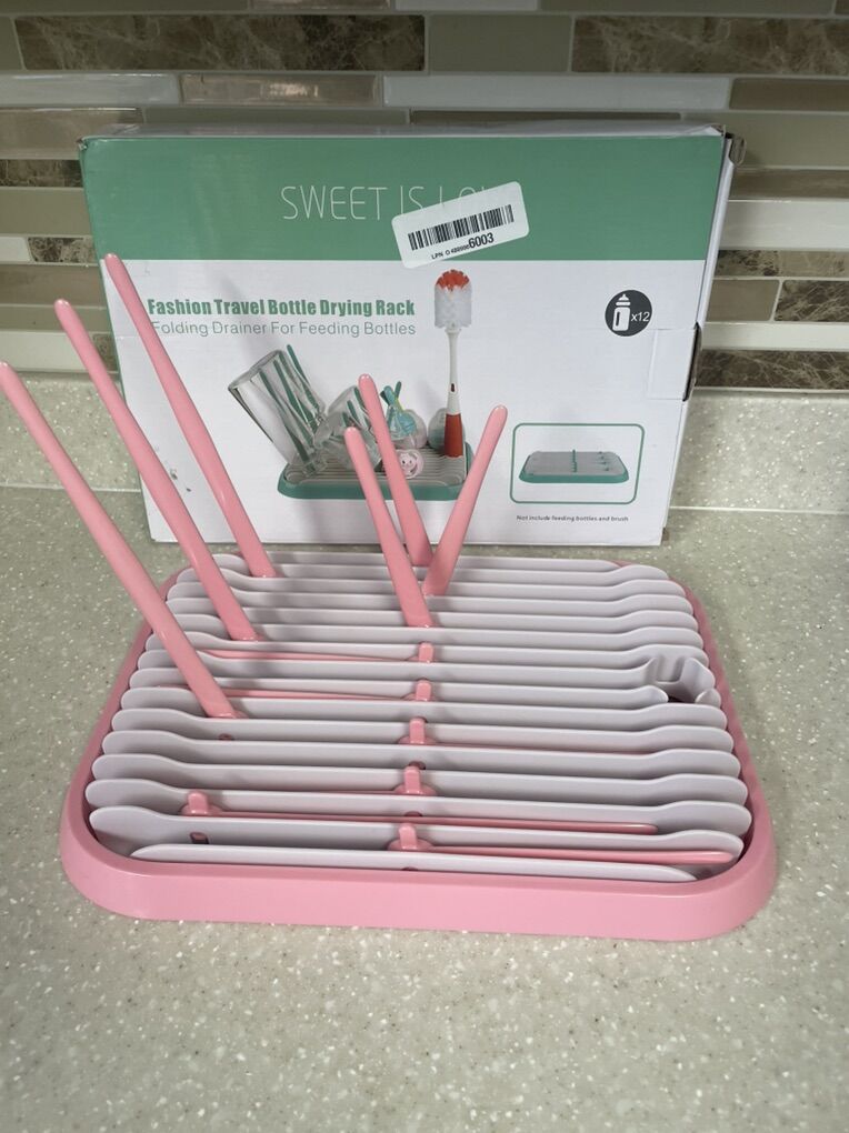 Baby Bottle Drying Rack Space Saver (pink)
